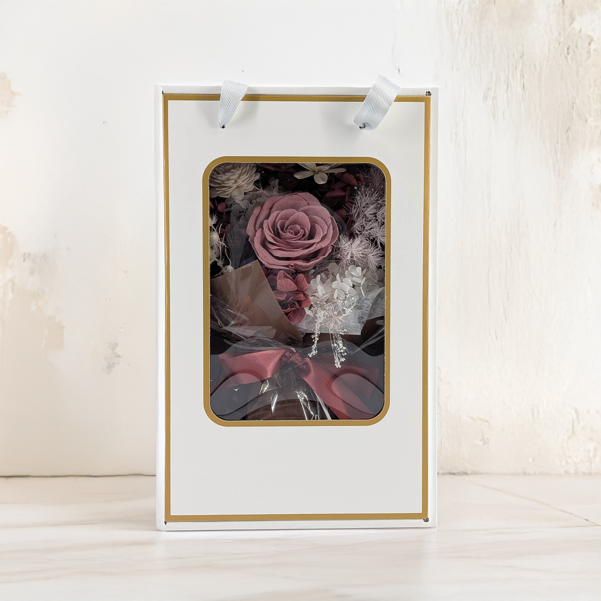 Bouquet Premium en boîte – EVERGIVE – A Lasting Gesture – Soft Blush