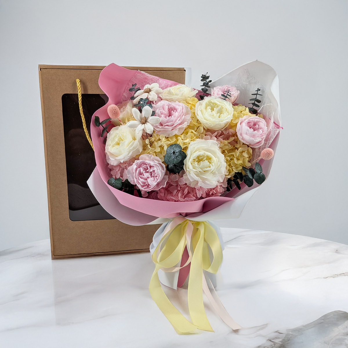 Bouquet Premium en boîte – EVERGIVE – A Lasting Gesture – Pearl Royal