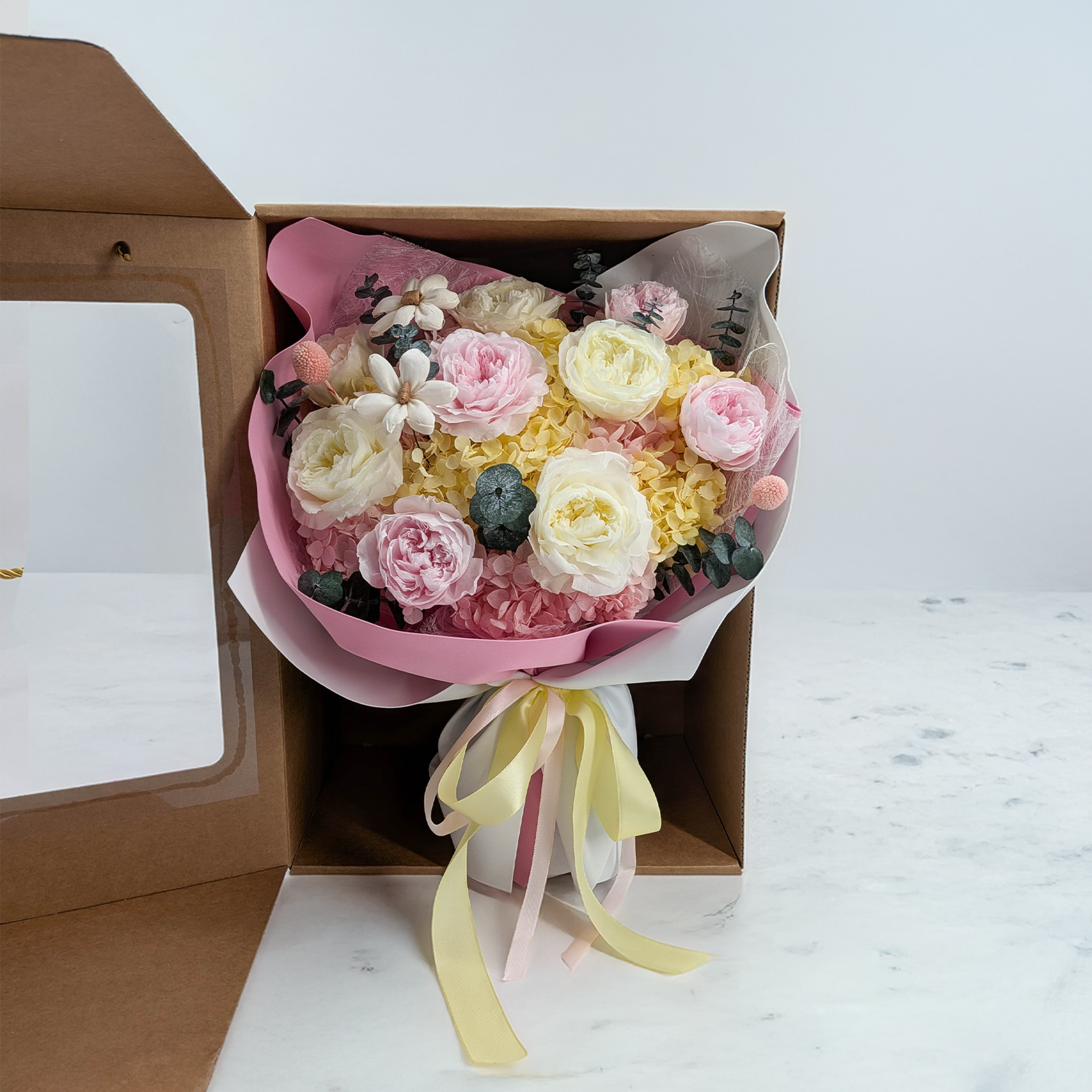 Bouquet Premium en boîte – EVERGIVE – A Lasting Gesture – Pearl Royal