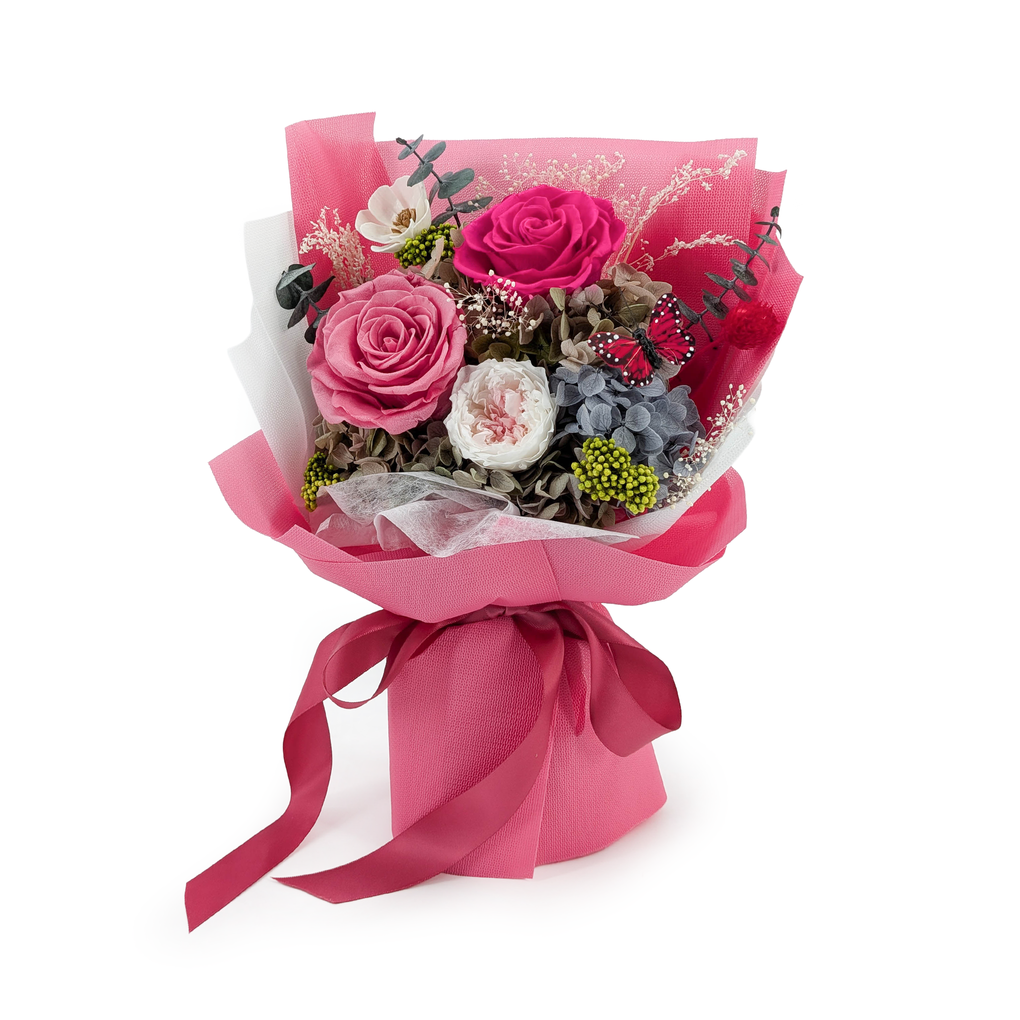 Bouquet Premium en boîte - EVERGIVE – A Lasting Gesture – Fuchsia Charm