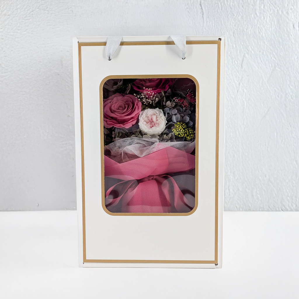 Bouquet Premium en boîte - EVERGIVE – A Lasting Gesture – Fuchsia Charm