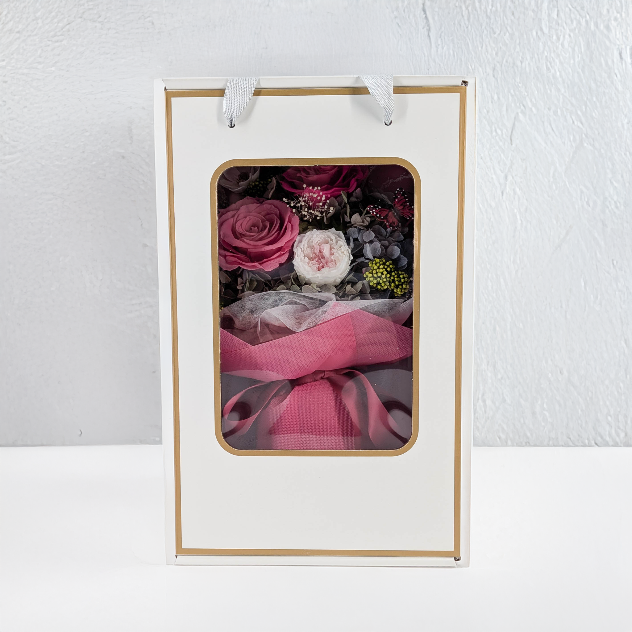 Bouquet Premium en boîte - EVERGIVE – A Lasting Gesture – Fuchsia Charm