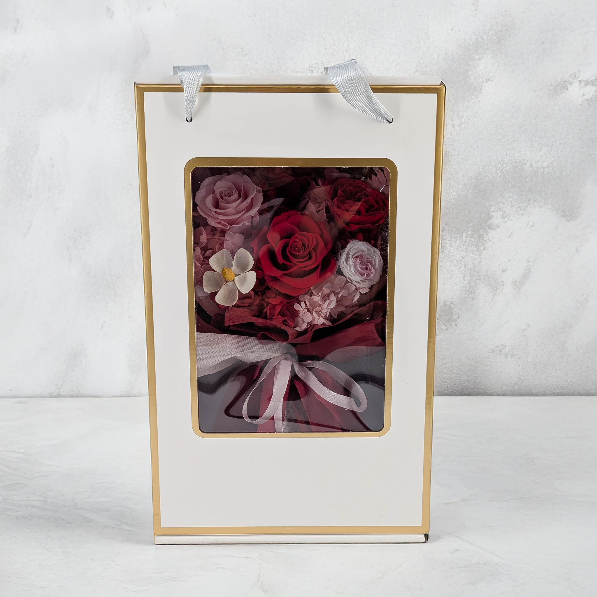Bouquet Premium en boîte - EVERGIVE – A Lasting Gesture – Red Desire
