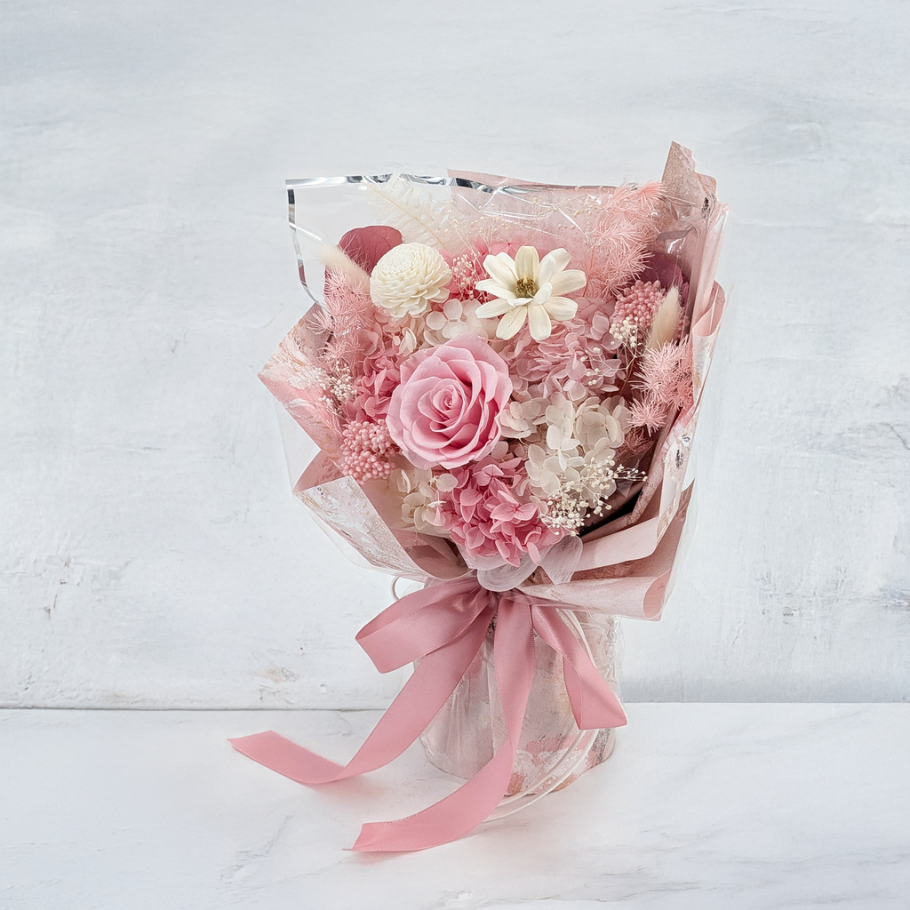 Bouquet Premium en boîte – EVERGIVE – A Lasting Gesture – Pink Blush