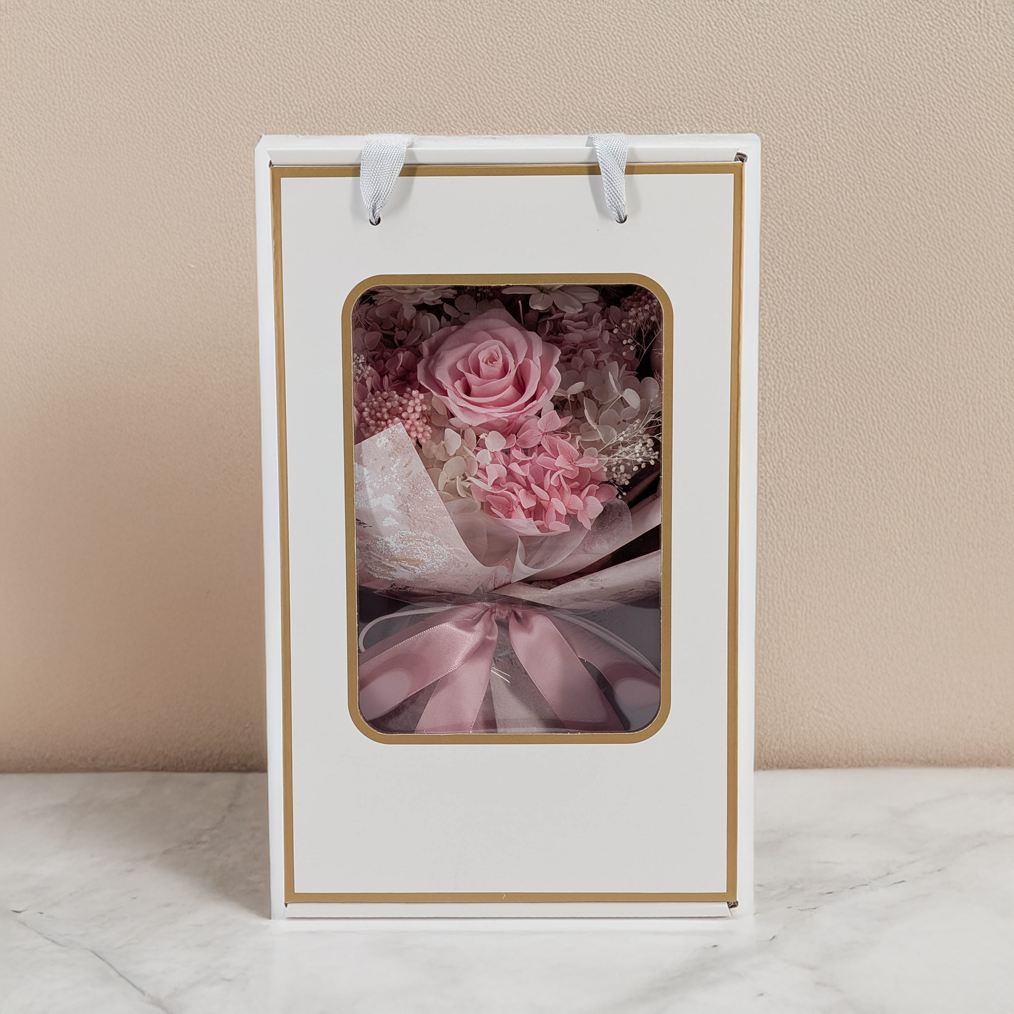 Bouquet Premium en boîte – EVERGIVE – A Lasting Gesture – Pink Blush