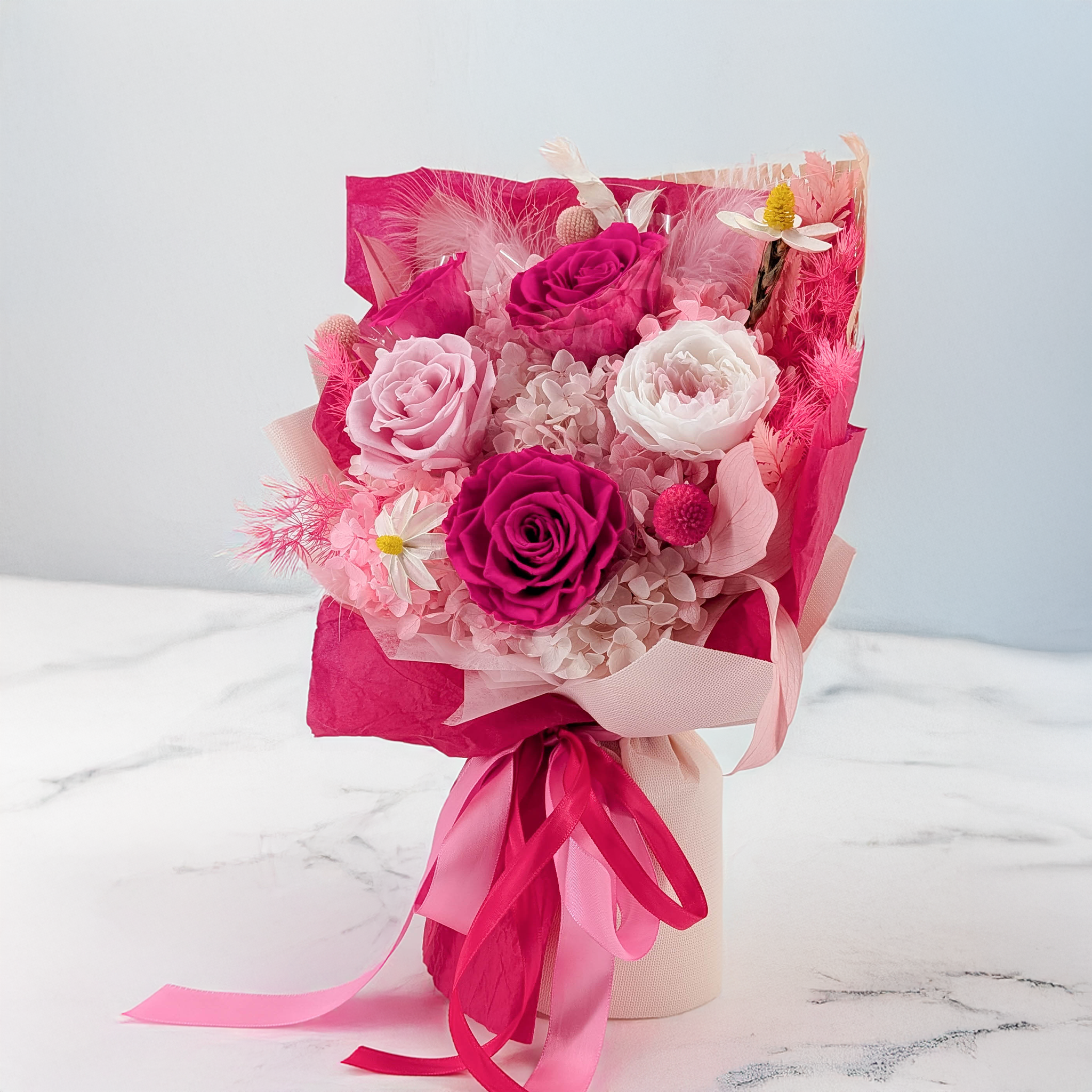 Bouquet Premium en boîte - EVERGIVE – A Lasting Gesture – Pink Desire