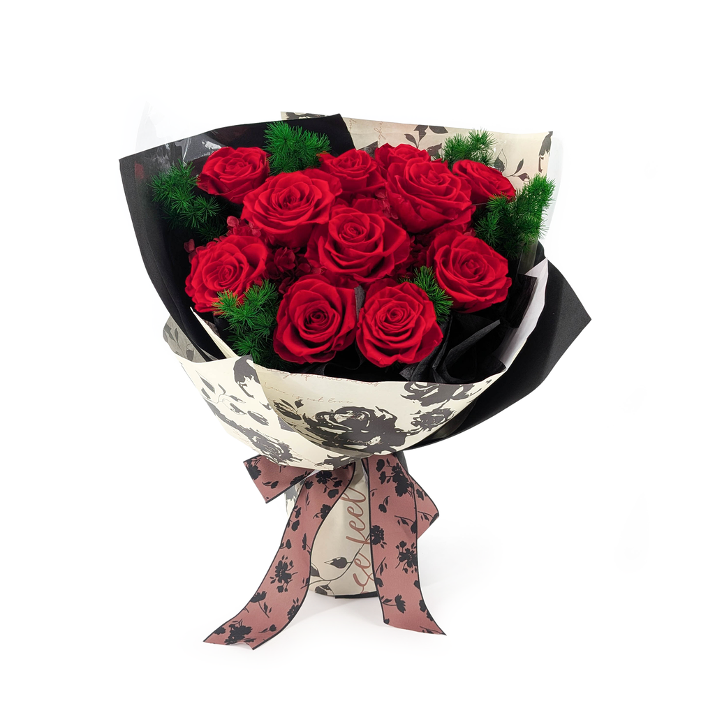 Bouquet Premium en boîte - EVERGIVE – A Lasting Gesture – Ruby Devotion