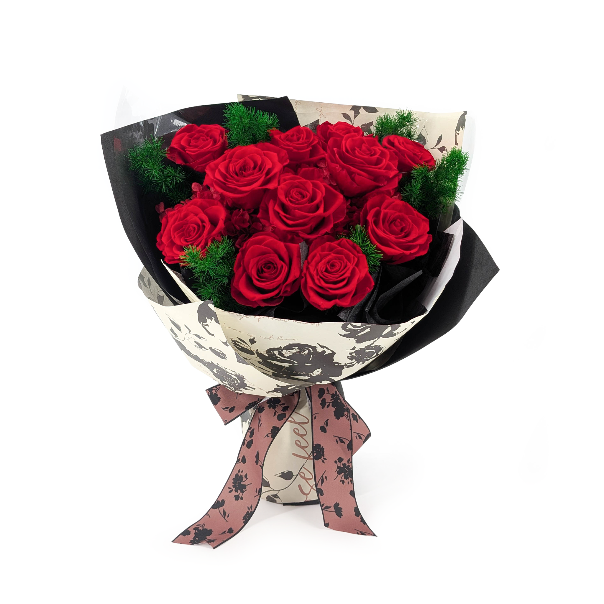 Bouquet Premium en boîte - EVERGIVE – A Lasting Gesture – Ruby Devotion