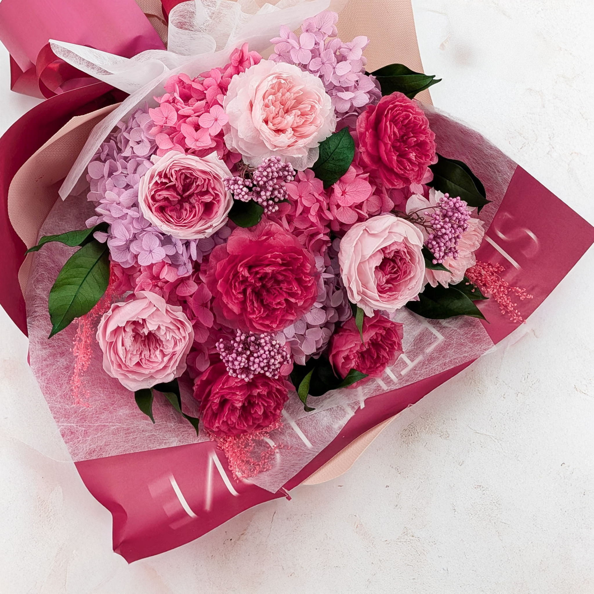 Bouquet Premium en boîte – EVERGIVE – A Lasting Gesture – Rosé Royal