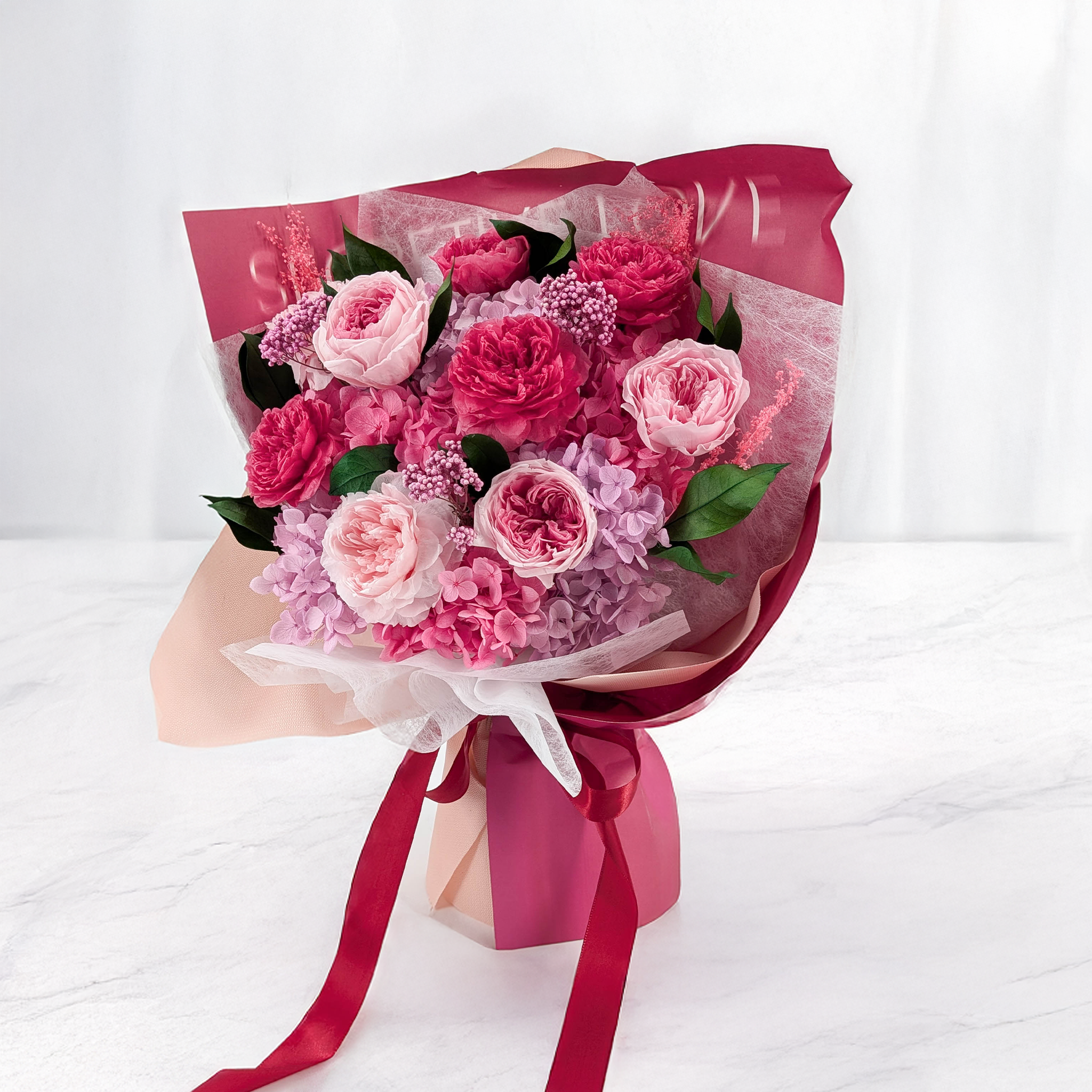 Bouquet Premium en boîte – EVERGIVE – A Lasting Gesture – Rosé Royal