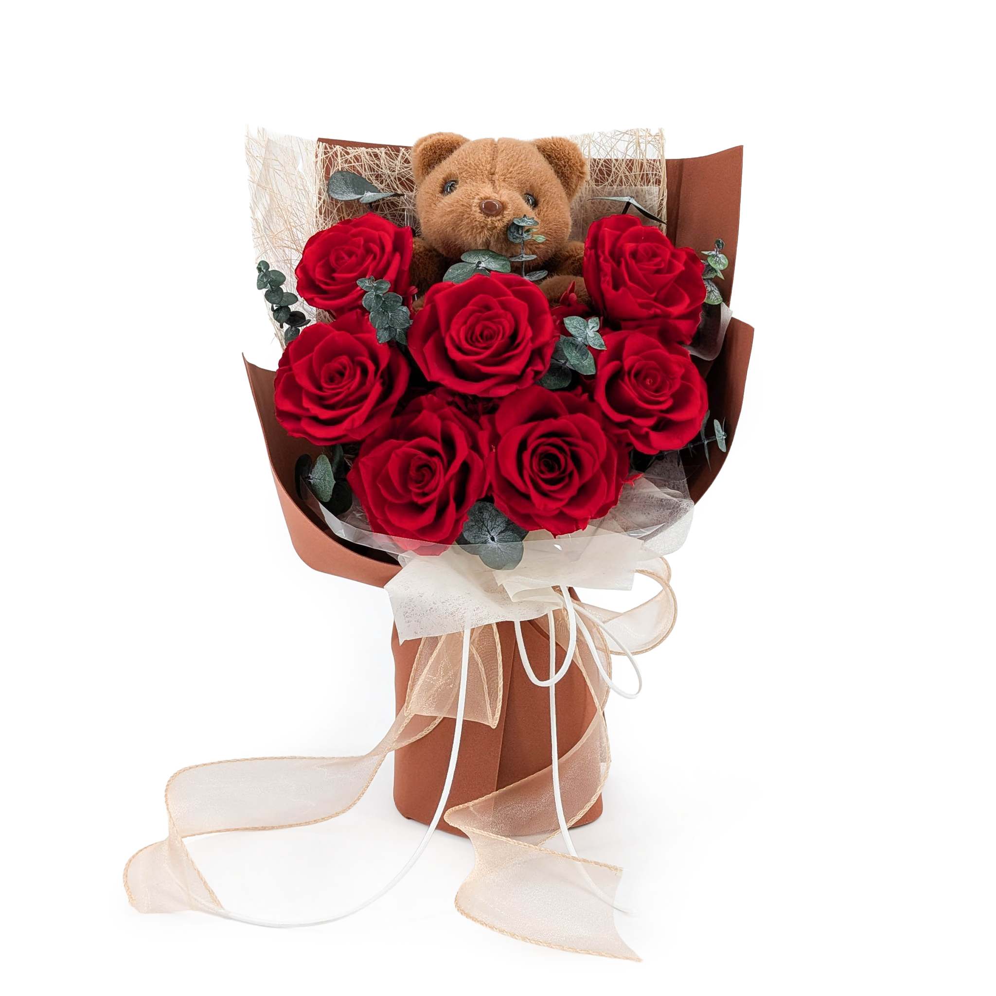 Bouquet Premium en boîte - EVERGIVE – A Lasting Gesture – Ruby Tenderness