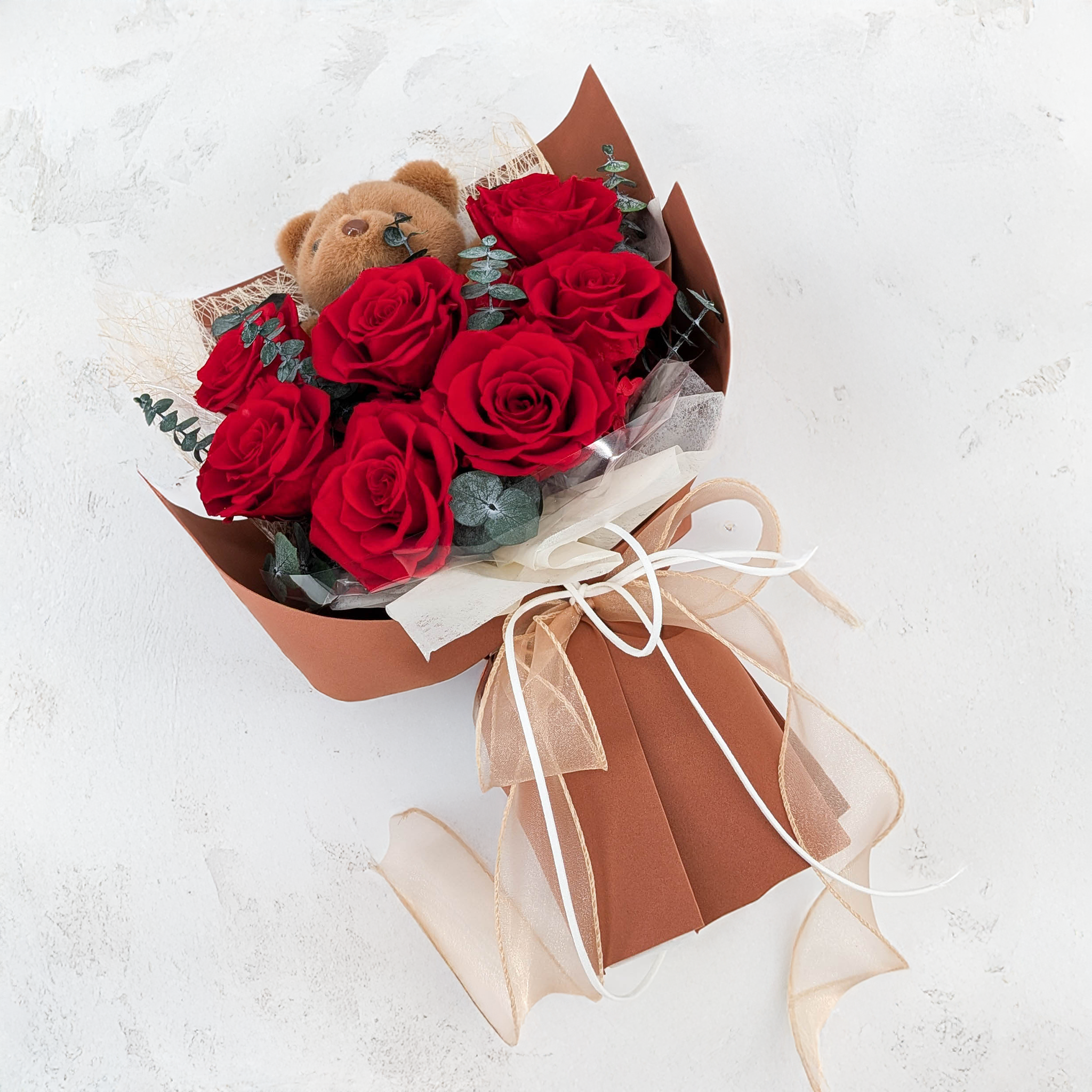 Bouquet Premium en boîte - EVERGIVE – A Lasting Gesture – Ruby Tenderness