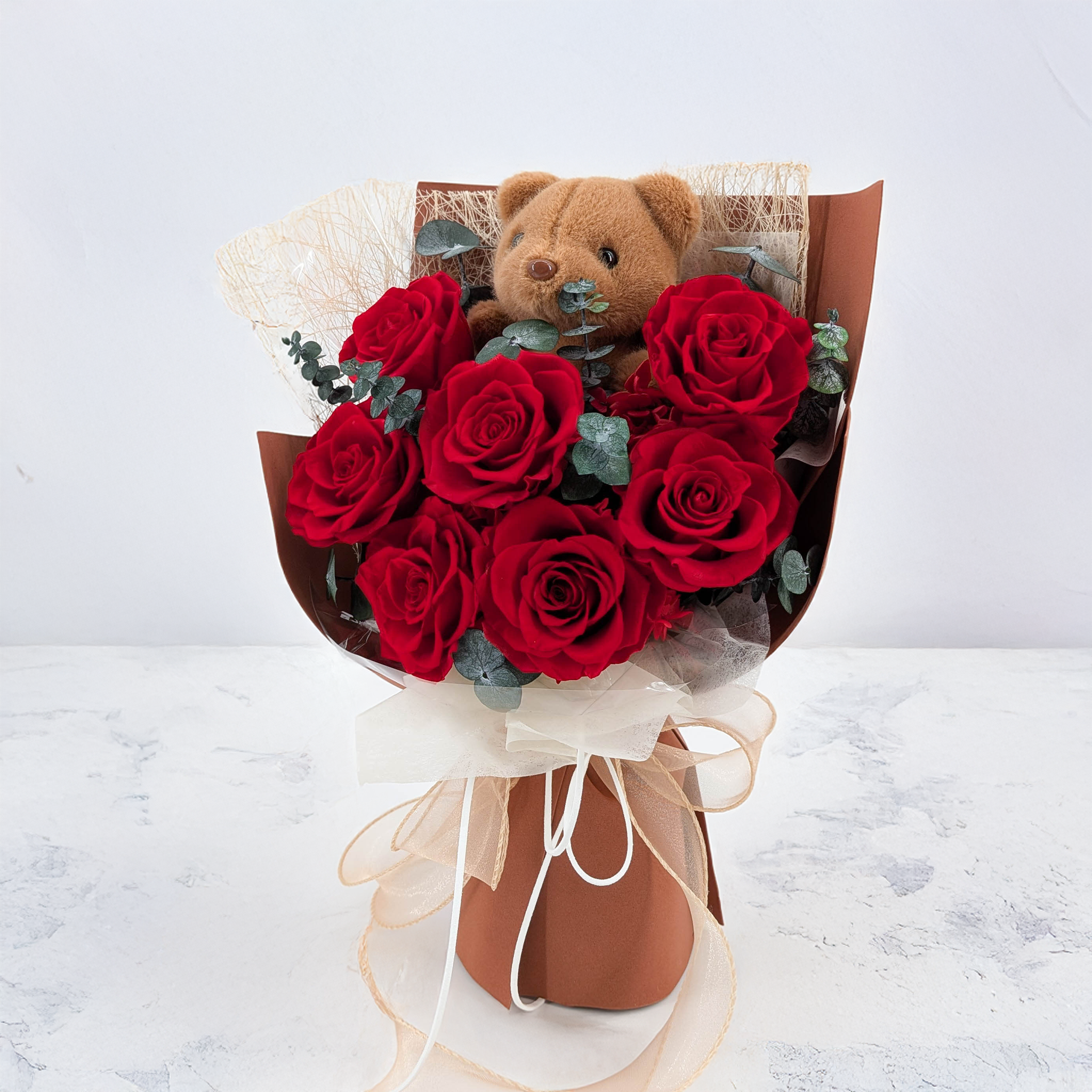 Bouquet Premium en boîte - EVERGIVE – A Lasting Gesture – Ruby Tenderness