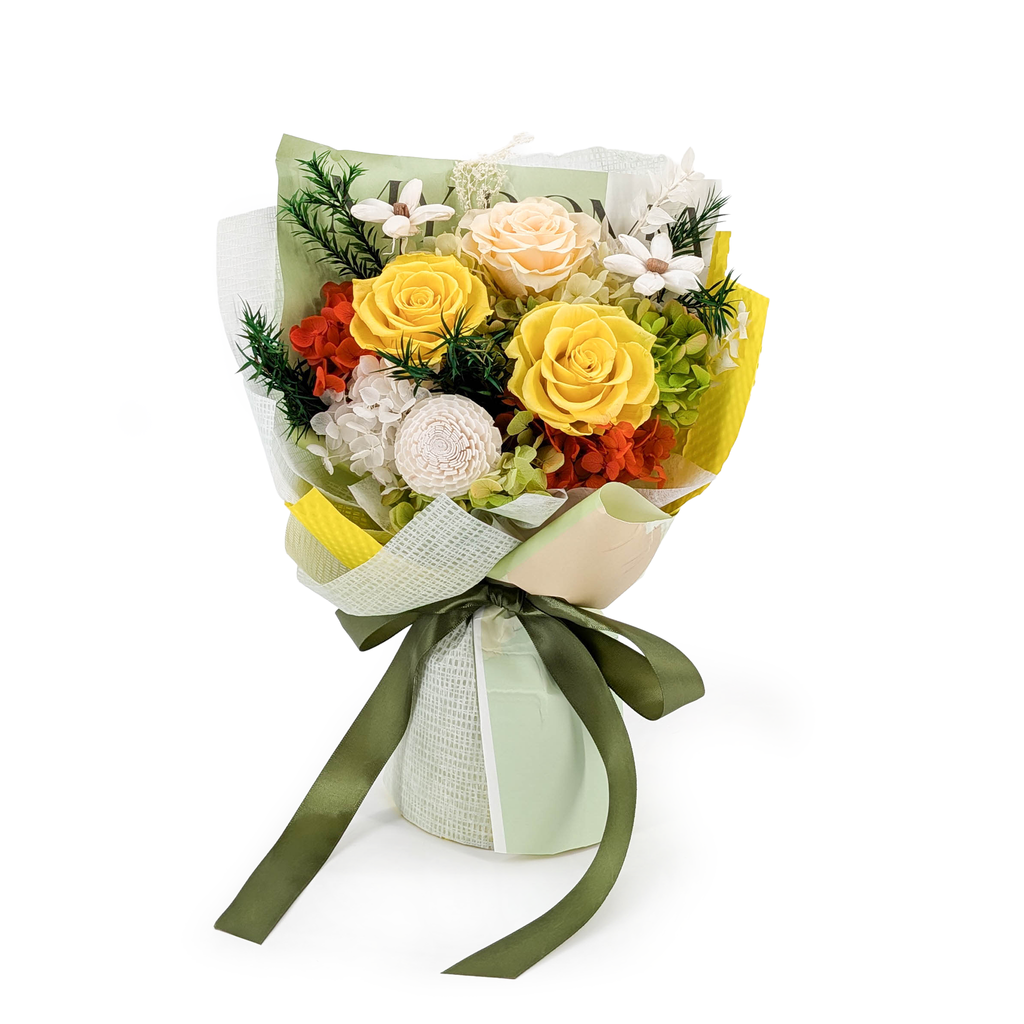 Bouquet Premium en boîte - EVERGIVE – A Lasting Gesture – Sunny Charm