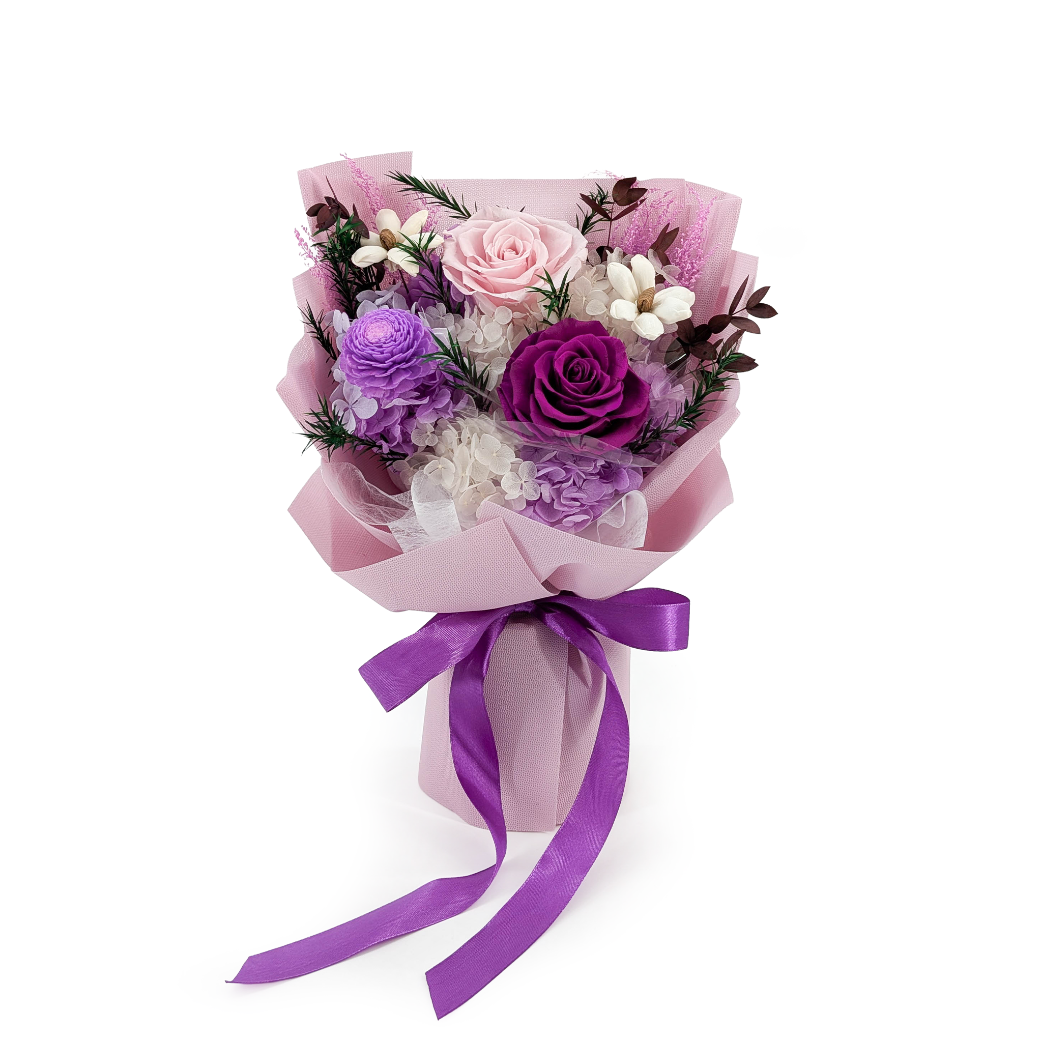 Bouquet Premium en boîte - EVERGIVE – A Lasting Gesture – Violet Grace